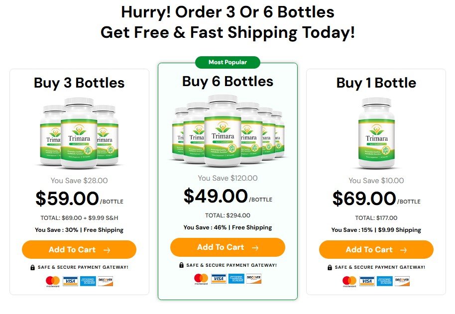 Trimara Order 3 or 6 Bottles Bottles
