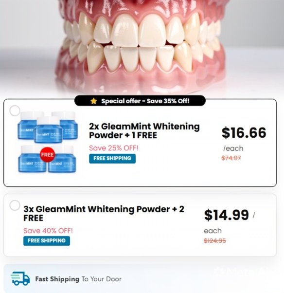 Gleam Mint Teeth Whitening Powder Gleam Mint Teeth Whitening Powder